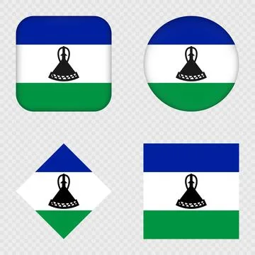 Lesotho Flag Icons Pack. Vector illustration. Stock Illustration