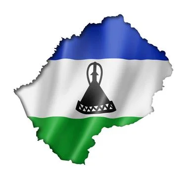 Lesotho flag map Lesotho flag map, three dimensional render, isolated on w... Stock Photos