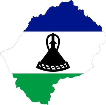 Lesotho Flag in Map, Lesotho Map with Flag, Country Map, Lesotho with Flag,.. Stock Illustration
