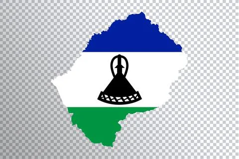 Lesotho flag on map, transparent background Stock Illustration