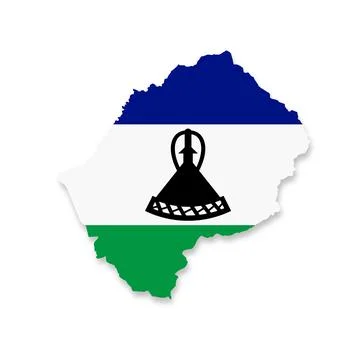 Lesotho flag map on white background with clipping path 3d illustration Stock Illustration