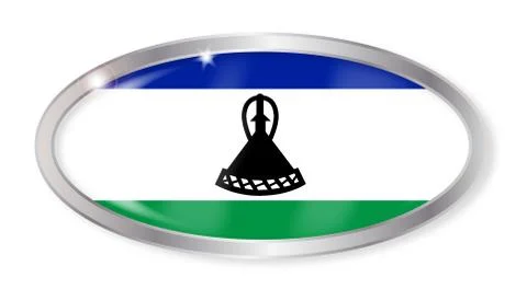 Lesotho Flag Oval Button Stock Illustration