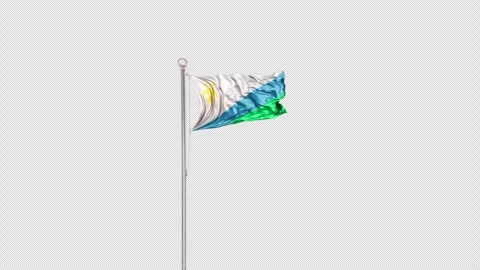 Lesotho   Flag Pole  Animation Include Alpha 3D Rendering 스톡 동영상 312077011