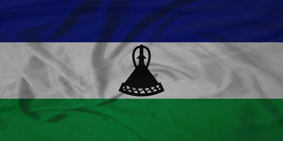 Lesotho   Flag rippling sky texture Stock Illustration