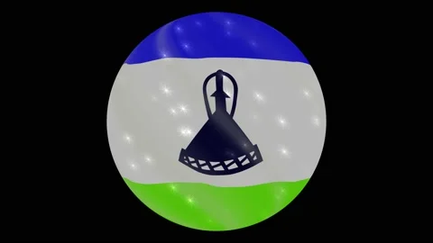 Lesotho flag in a round ball rotates. Flicker and shine. Animation loop Stock Footage 145857828