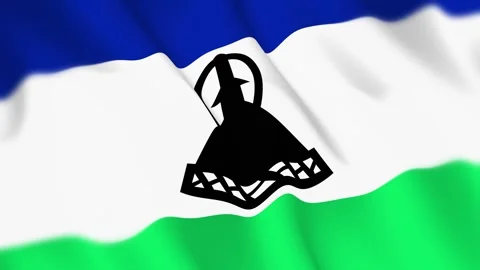 Lesotho Flag Seamless Loop 4k 60fps on Sky Background Stock Footage 340351376