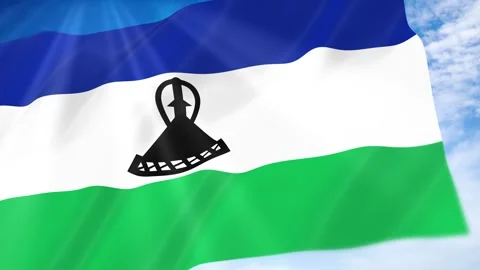 Lesotho Flag Seamless Loop 4k 60fps on Sky Background Stock Footage 341674827