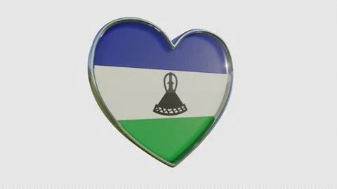 Lesotho Flag in the Shape of 3D Heart. Video stock 144316791