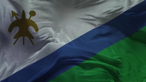 Lesotho  Flag      .Slow Motion Cloth Animation -3D Rendering 스톡 동영상 281040091