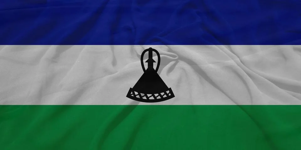 Lesotho    Flag textile wave view Stock Illustration