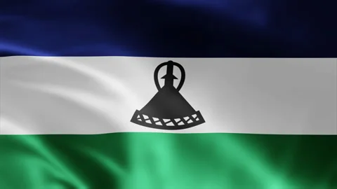 Lesotho flag is waving 3D animation. flag seamless loop animation 4k Stock Footage 260815174