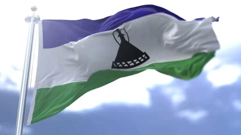 Lesotho flag waving against the sky Stock Footage 170662442