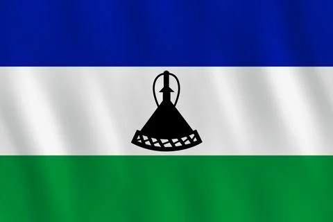 Lesotho flag with waving effect, official proportion. Ilustración de archivo