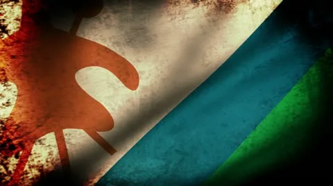 Lesotho Flag Waving, grunge look Stock Footage 11306348