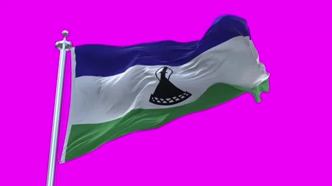 Lesotho Flag Waving in Loopable and Textured green screen background Stock Footage 296876917