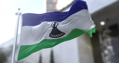 Lesotho-flag-waving-seamless-loop-4k-60fps Stock Footage 332370001