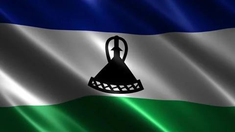 Lesotho flag waving in the wind 库存影片 348687697