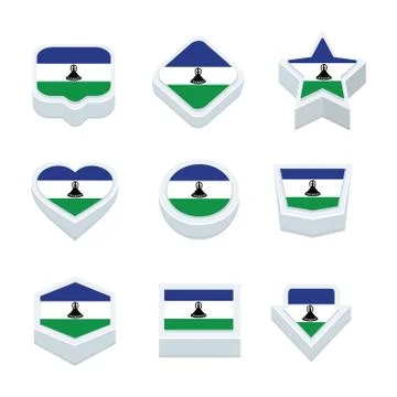 Lesotho flags icons and button set nine styles Stock Illustration