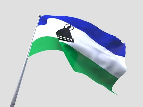 Lesotho flying flag isolate on white background. 스톡 일러스트