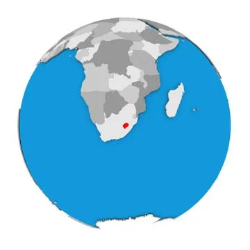 Lesotho on globe Stock Illustration