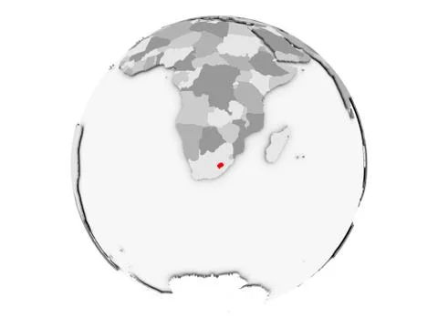 Lesotho on grey globe isolated Stock Illustration