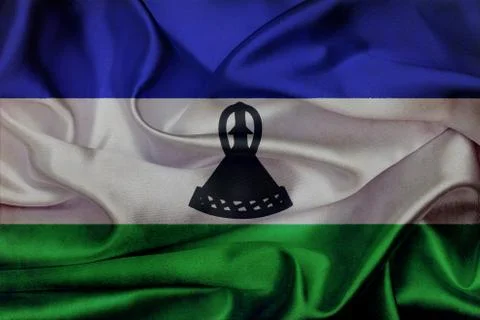 Lesotho grunge waving flag Stock Illustration