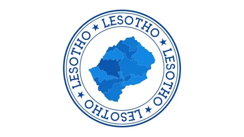 Lesotho intro. Badge with the circular name and map of country. Lesotho round... Stock Footage 231099732