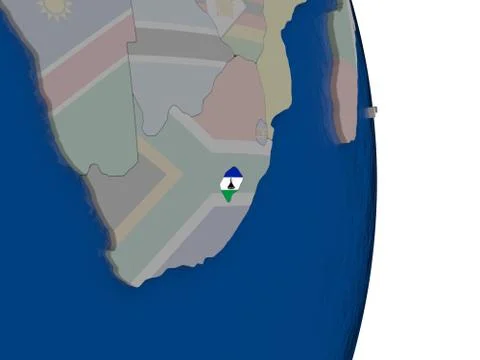 Lesotho with its flag Stock Illustration