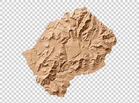 Lesotho map 3d relief surface mountain country topographic atlas geographic.. Stock Photos