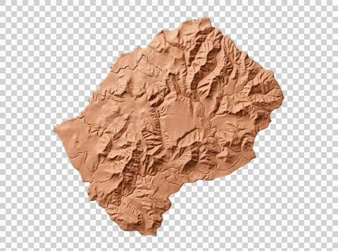Lesotho map 3d relief surface mountain country topographic atlas geographic.. Stock Photos