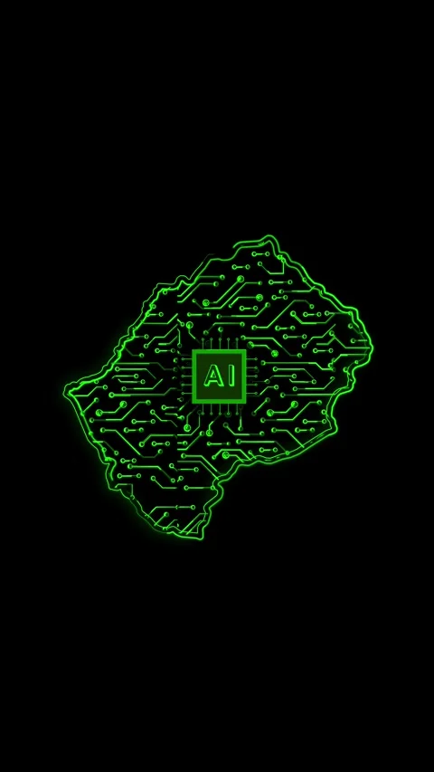 Lesotho Map AI Chipset Technology Opener Vídeo Stock 337171971