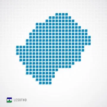 Lesotho map and flag icon Stock Illustration