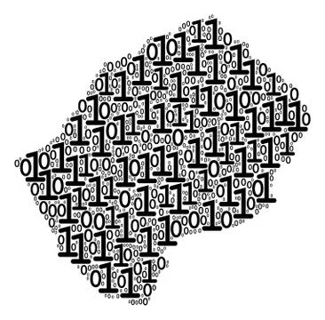 Lesotho Map Composition of Binary Digits 스톡 일러스트
