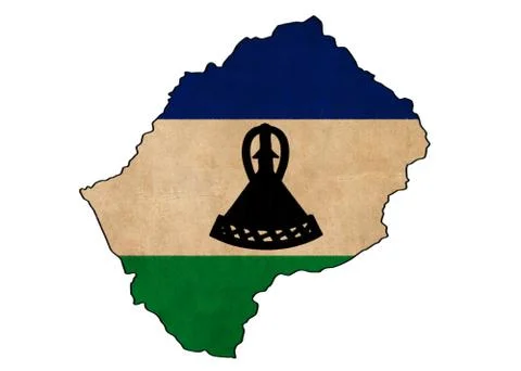 Lesotho map on lesotho flag drawing ,grunge and retro flag series Stock Illustration