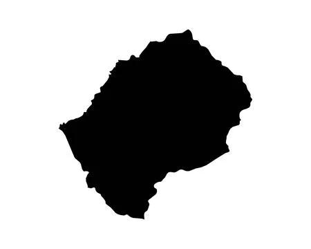 Lesotho Map. Mosotho Country Map. Black and White Basotho National Nation Map Stock Illustration