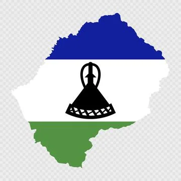 Lesotho map silhouette with flag. Stock-Illustration