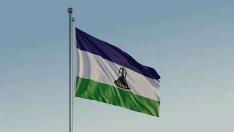 Lesotho Maseru Flag seamless loop Cinematic Realistic Waving Blue Sky 스톡 동영상 310873887