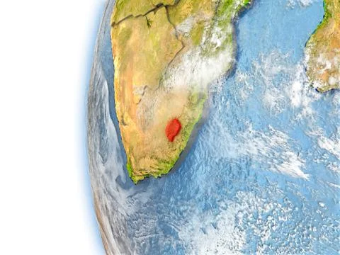 Lesotho on model of Earth Stock Illustration