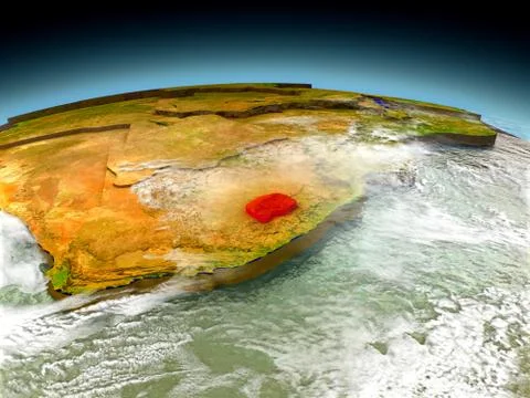Lesotho on model of Earth Stock Illustration
