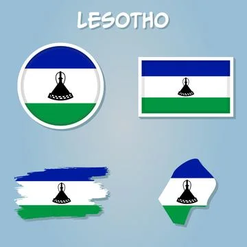 Lesotho National Flag Map Design, Illustration Of Lesotho Country Flag Insi.. Stock Illustration