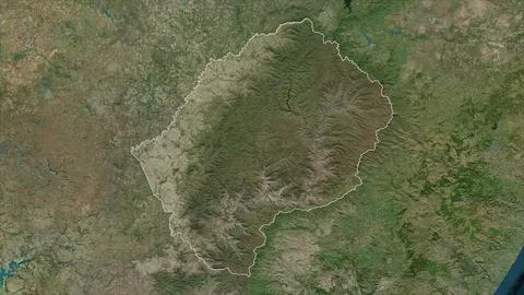 Lesotho outlined on a high resolution satellite map Illustrazione stock