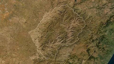 Lesotho outlined on a low resolution satellite map Illustrazione stock