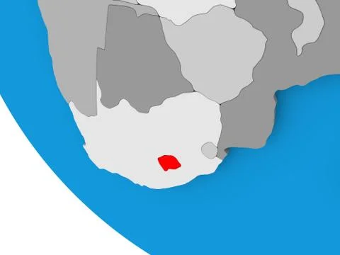 Lesotho on political globe Stock-Illustration
