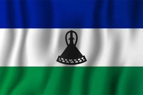  Lesotho realistic waving flag vector illustration. National country backg... Stock Photos