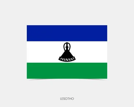 Lesotho Rectangle flag icon with shadow. Illustrazione stock