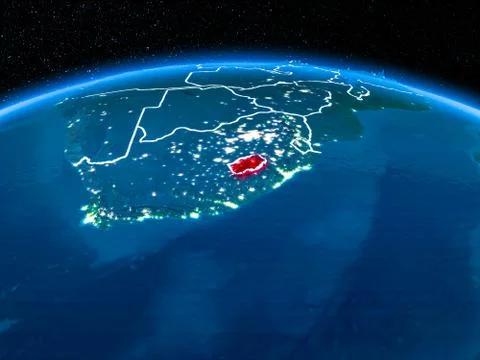 Lesotho from space at night Stock Illustration