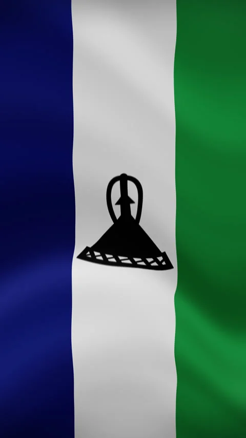 Lesotho Waving Flag in Vertical Orientation – Realistic Loop Animation Stock Footage 294949324