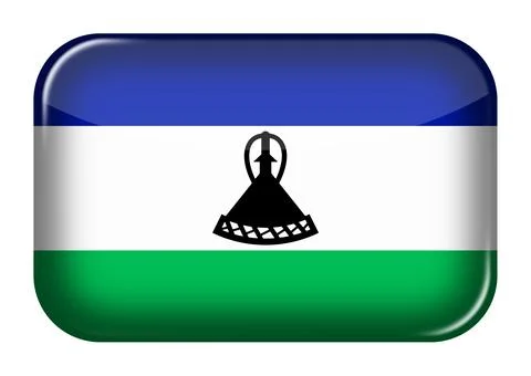 Lesotho web icon rectangle button with clipping path 3d illustration Stock Illustration