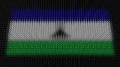 Lesothonian Flag Light Shining on Scrolling Bullets Stock Footage 312605319