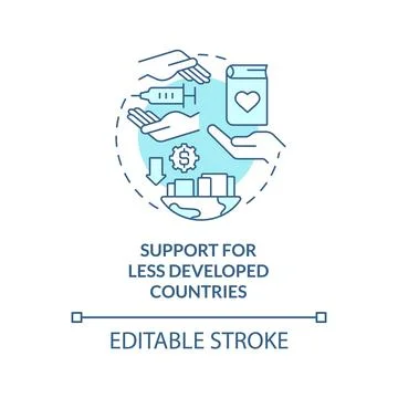 Less developed countries support turquoise concept icon Stock Illustration